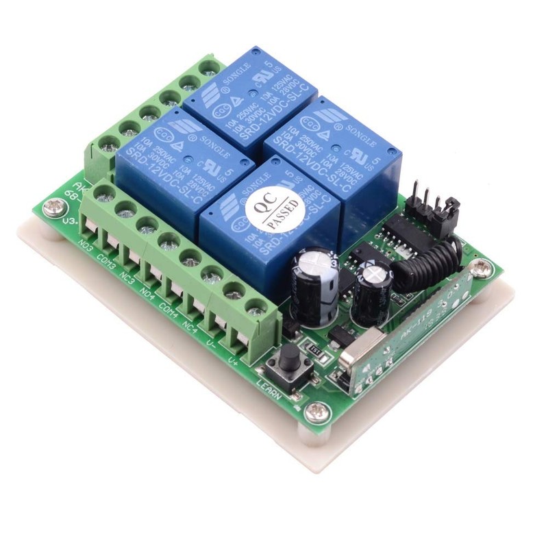 DC 12V 10A Relay Remote Control Switch, 433Mhz 4 CH