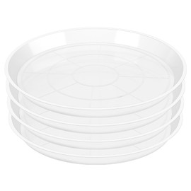 OUPSAUI 4 Pack Clear Plant Saucer 4 6 8 10 12 14 16 18 20 22 Inch Plant Trays for Pots, Plastic Extra Large Planter Saucers for Outdoors Indoors, Drip Catcher Water Tray for Plants (14 Inch)