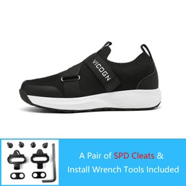 Vicogn Mens Womens Indoor Cycling Shoes Compatible with SPD System Pedal, Outdoor Walkable Bike Shoes with SPD Cleats Included (Black,US 11) 45