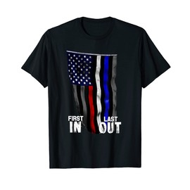 Police Fire EMS First Responder American Flag Firefighter Women Kids Men T-Shirt
