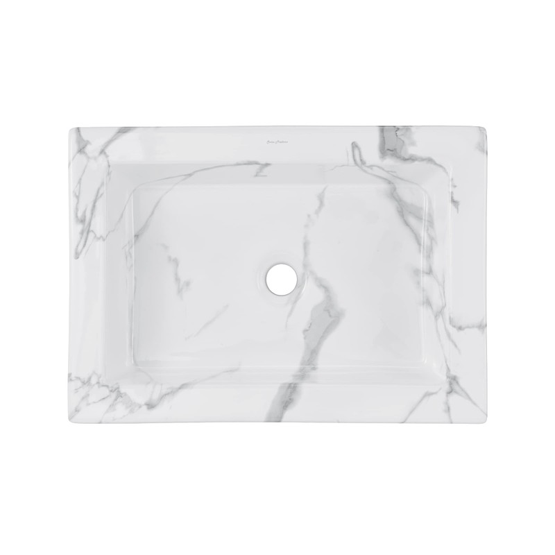 Voltaire 22" Ceramic Vessel Bathroom Sink, White Marble