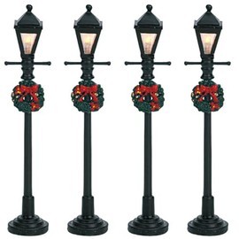 Lemax Gas Lantern Street Lamp, Set of 4, Battery Operated (4.5V) #64498