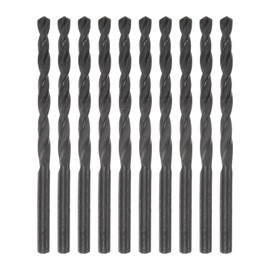 sourcing map 10pcs Jobber Drill Bits 4mm (5/32") Nitride Coated High Speed Steel (HSS) 4241 Twist Drill Bits for Stainless Steel Copper Aluminum Alloy Metal Wood Plastic, Black
