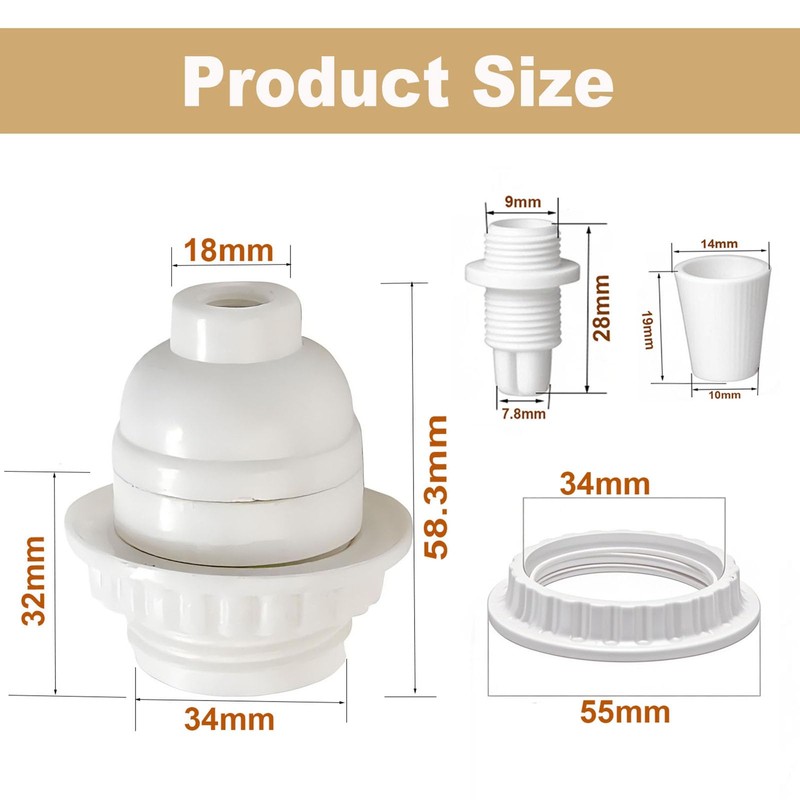 Phenolic Medium Base Light Socket,3 Pack TWDRTDD White Period Style