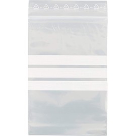 HeiGroup - HeiZip 100 x Ziplock Bags with Labelling Strips 80 x 120 mm, 90 mµ/MY (Extra Strong), Transparent, Resealable, Food-Safe