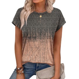 Alaroo Print T Shirts for Women Short Sleeve Casual Summer Tops Lightweight Print 16 S