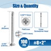 ANCHOREASE #8×2″ Sheet Metal Screws 100Pcs, 410 Stainless Steel Self