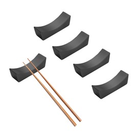 happykau Chopsticks Rest, 5 Pieces, Stylish, Stainless Steel, Cutlery Rest, Japanese Tableware, Tabletop Accessories, Simple Rest (Black)