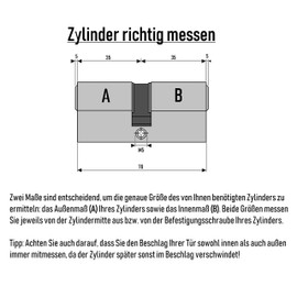 2 x Lock Cylinder Lock 70 mm with 5 For A Lock 35 x 35 mm