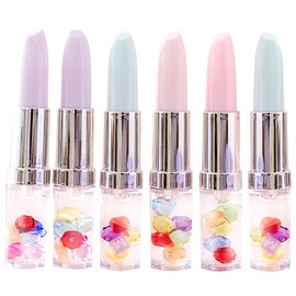 moin moin 2304bpen5 Ballpoint Pen Lipstick Stone Beads Gemstone Colorful Flowing Pen Color Black | 3 Types x 2 Pieces 6 Pieces Set (Blue | Light Pink | Purple)