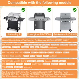 PETKAO Grill Grates for Charmglow Replacement Parts 810-7450-S, Brinkmann 810-2310-0,Nexgrill 720-0057-3b Grill Parts,Stainless Steel Grill Grids for Broil-Mate, Perfect Glo &Turbo 3-Burner Grill,2PCS