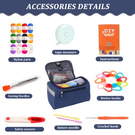 Crochet Kit Set, 2.0-9.0 MM Ergonomic Crochet Hooks with Long Soft Handle, 12 Crochet Yarns, Portable Crochet Hook Set for Beginners Adults Knitting Accessories Storage Case