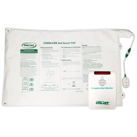 Smart Caregiver® Cordless Bed Exit Alarm System for Fall and Wandering Prevention – Includes Cordless Monitor and Cordless Bed Pad 20in x 30in