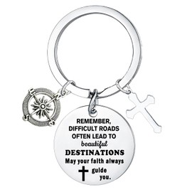 BESPMOSP Confirmation Gift for Catholic Baptism Gifts for Son Daughter Inspirational Christian Keyring Religious Gifts for Women Men Easter Birthday Gifts Cross Keyring