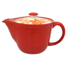 Hasamiyaki Zuko Kiln Glazed Yuka Pot with Tea Strainer, Orange