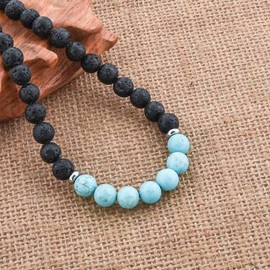 Mystiqs Deluxe Handmade Lava Rock Beaded Stone Necklace Essential Oil Diffuser for Women Aromatherapy Ideal for Anti-Stress or Anti-Anxiety