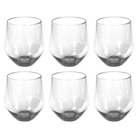Abode Homewares by TarHong Angle Stemless Wine/Tumbler Acrylic Drinkware, Set of 6, Clear, 18 oz.