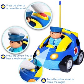 TOPLIVING Ferngesteuertes Cartoon Polizeiauto ab 2 3 4 Jahre, Radio Control Rennwagen Spielzeug Auto mit Musik und Licht Spielzeug Geschenke für Kinder über 2 3 Jahre Grün