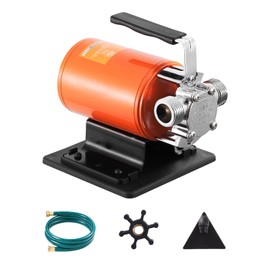 Happybuy 12V DC Water Transfer Pump, 360 GPH 1/10HP, Portable Electric Utility Pump with 6 ft Hose Kit, Impeller & Strainer for Garden, Pool, Pond, Aquarium, Rain Barrel, Hot Tub (Black)