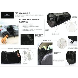 Pet Travel Tube Car Crate Kennel, Pet Containment Barrier Mesh Tube, Soft Pet Cage, One Large Size Fits All