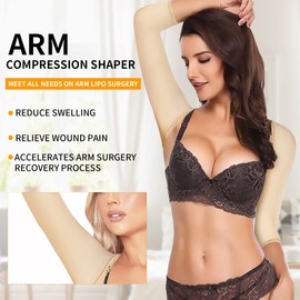 RDSIANE Upper Arm Compression Shaper Post Surgery Slimmer Sleeves Posture Corrector Tops Shapewear for Women (Beige, 3X-Large)