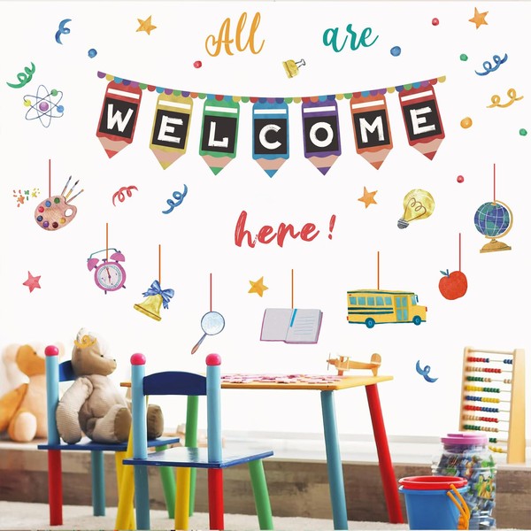 Aryroi Welcome Back to School Wall Decals,Classroom Window Clings,First Day