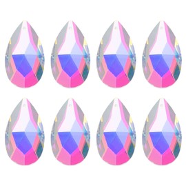 sourcing map 8Pcs Teardrop Crystal Beads, 38mm Faceted Chandelier Hanging Pendants Beads, Chandelier Prisms Parts for Home Hanging Decoration, AB Color