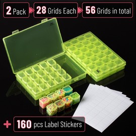 Mr. Pen- Bead Storage Containers, 28 Grids, 2 Pack, Transparent Green Small Bead Organizer Box