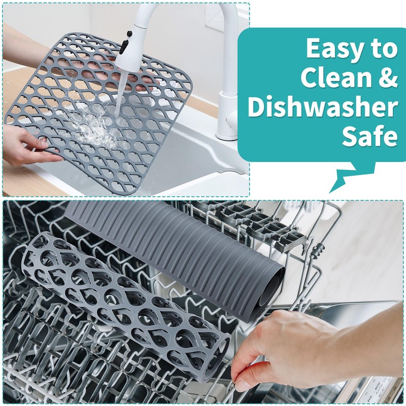 Dunkive 3 Pack Sink Mat and Sink Saddle Set, Sink
