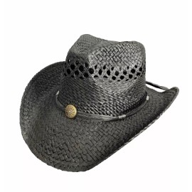 Milani 100% Straw Cowboy Hat Black (#ST-0333)