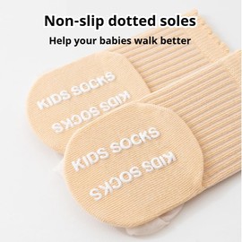 BEHELE Baby Non-Skid Socks Toddler Non Slip Crew Socks Girl Newborn Infant First Walking Princess Socks 5 Pairs (US, Age, 0 Months, 12 Months, Bow flower)