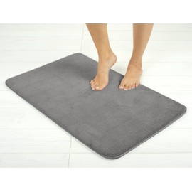 American Soft Linen 21x32 Fluffy Foamed Slip Reducer Bath Rug, Machine Washable Area Bath Mat Rugs for Bathroom, Gray