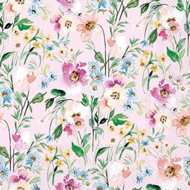 IHR Ideal Home Range Party-Servietten, Einweg-Servietten, 3-lagig, 16,5 x 16,5 cm, "Beauty of Spring", Hellrose, 20 Stück