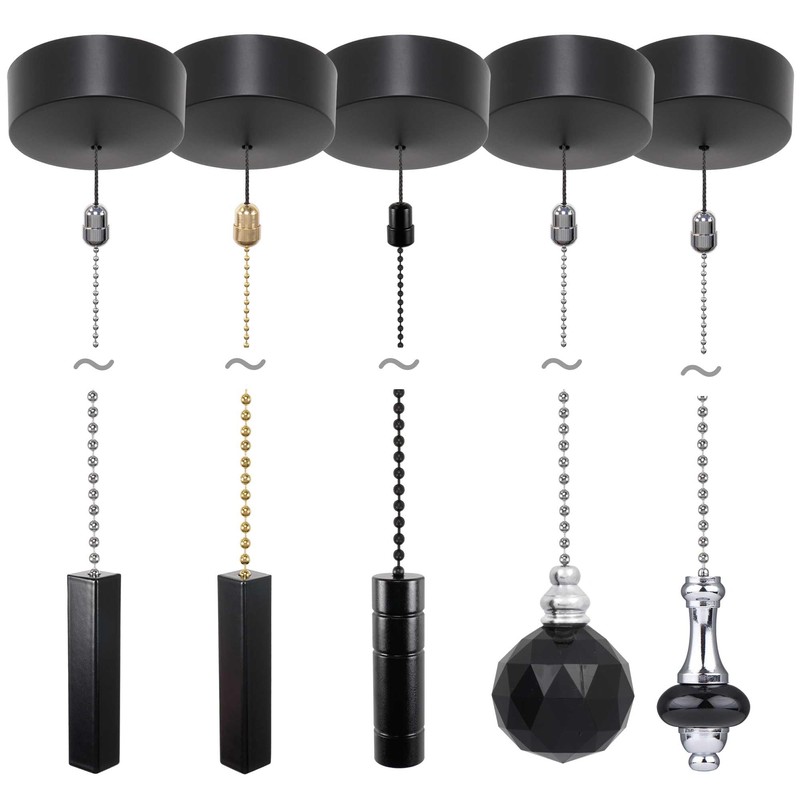 ElekTek Premium Matt Black Bathroom Light Pull Cord Switch Kit