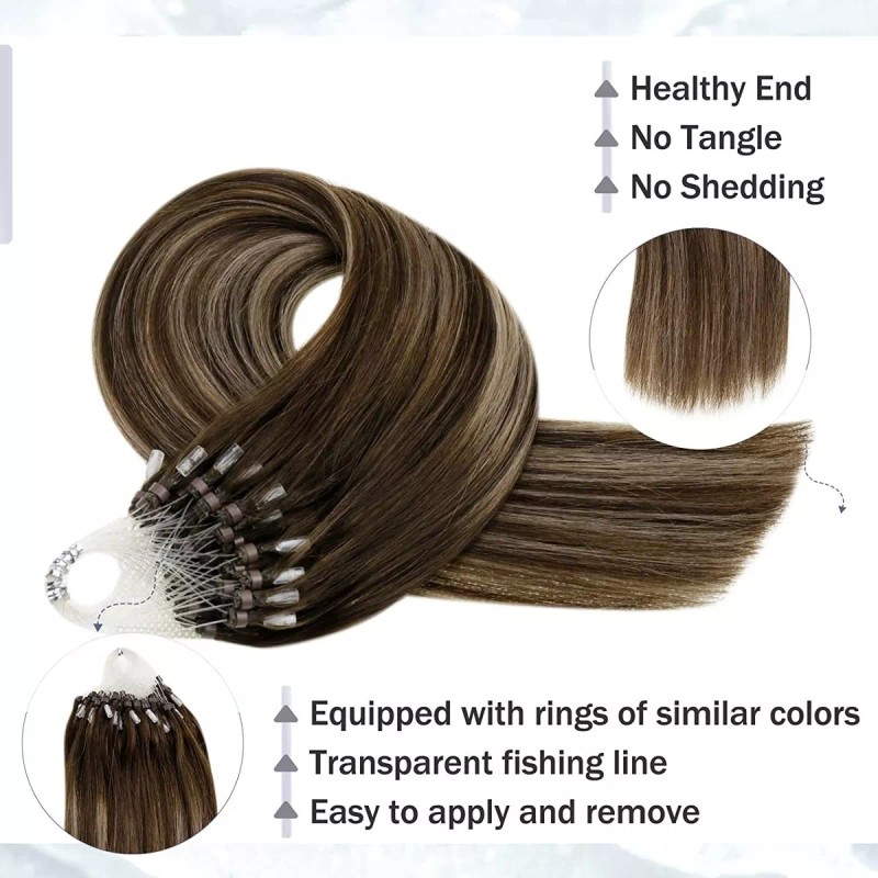 Hetto Extensiones Cabello Humano 14in Balayage Marrón A Rubio 50gr