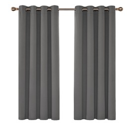 Deconovo Blackout Curtain Darkening Panel for Bedroom or Living Room Grommet Thermal Insulated Reduce Drape, 52 x 63 in, Light Grey