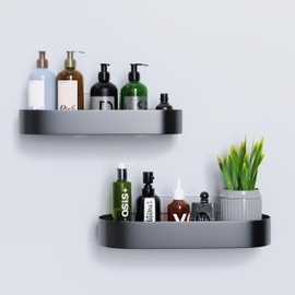 Xinkfir Shower Shelf No Drilling Shower Shelf Shampoo Holder Shower Gel Shower Basket Black Quick Drying Bathroom Organiser Durable Shower Bathroom Shelf Stainless Steel - Pack of 2