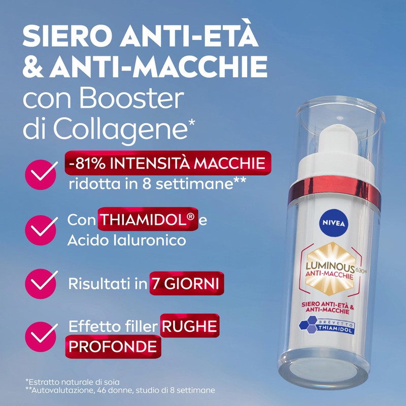 NIVEA Luminous630 Siero Viso Anti-Età & Anti-Macchie 30 ml, Siero