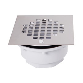 Westbrass 2" Sch 40 PVC Shower Drains with 4-1/4" Square Cover, Polished Chrome, D206PS-26
