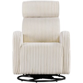 Topeakmart 360° Swivel Nursery Rocking Chairs, Glider Rocker with Side Pockets, upholstered Rocking Chair Reading Chairs for Living Room, Beige