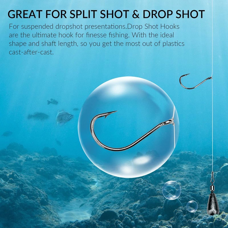 THKFISH 釣り針 スプリットショットフックドロップショットフック 小さな釣り針 淡水＃6＃4＃2＃1＃1/0 500個