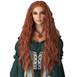 PORSMEER Long Wavy Wigs for Women Middle Part Fluffy Curly Wig Natural Looking Synthetic Heat Resistant Fiber Wigs Hair Replacement Wigs for Daily Party Use Wig (White)