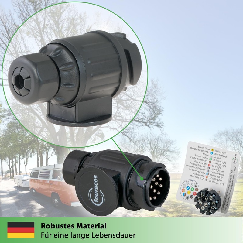 fouraces Trailer Plug 13 Pin - 13 Pin Black -