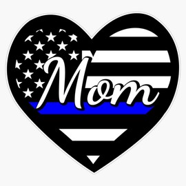 Generic Police Mom - Thin Blue Line Heart Window Bumper Sticker Decal 5""