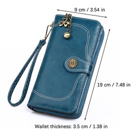 duoyif Gothic Purse, Gothic Purse, Skull Purse for Men and Women, Skull Decorative Wallet, Punk Rock Purse, PU Leather with Zip Coin Pocket, Retro blue, Modern