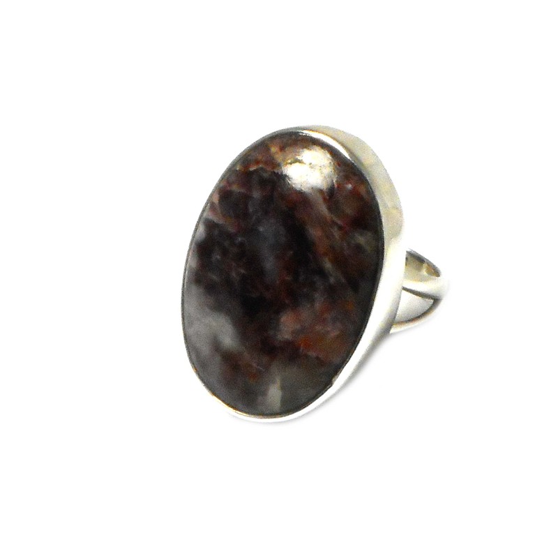 CHAROITE Sterling Silver 925 Oval Gemstone Ring (Size N) -