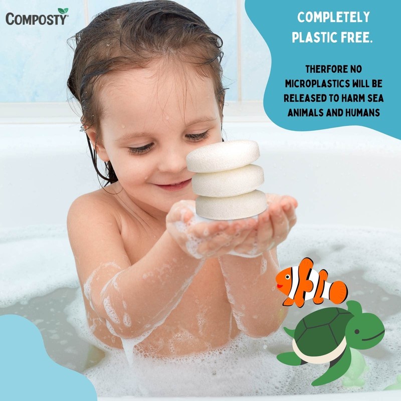 Composty® Konjac Natural Baby Sponges | 3 Pack | Softest