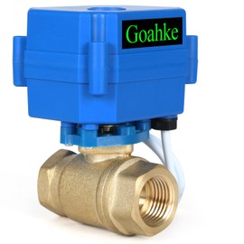Goahke Motorized Ball Valve 1/2", Full Port, Brass Ball Valve, 9-24V AC/DC, 2 Wire Auto Return, Electric Shut Off Ball Valves