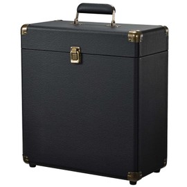 Costravio Vinyl Record Storage Record Holder Display Box Album Storage Moving Boxes Holds 30 Valuable Records 7/10/12 Inch Record Crates Vinyl Organizer for Journey Black