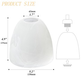 KLOSM 4 Pack Alabaster Glass Lamp Shade Replacement with 1.7" Fitter Opening for Ceiling Fan Light Kit Wall Sconce Pendant Light Fixture